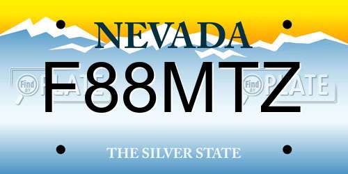 F88MTZ Nevada License Plate