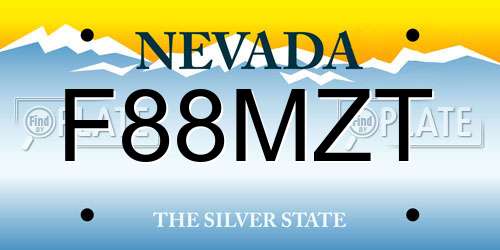 F88MZT Nevada License Plate