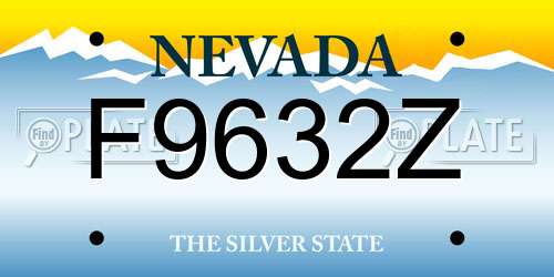 F9632Z Nevada License Plate