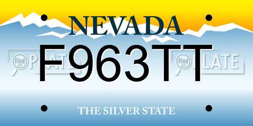 F963TT Nevada License Plate