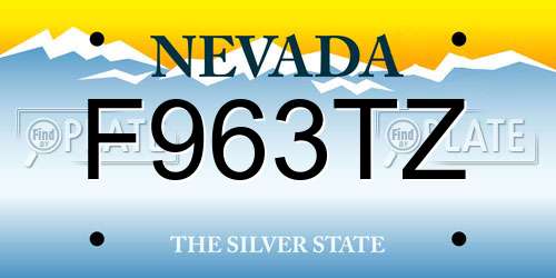 F963TZ Nevada License Plate
