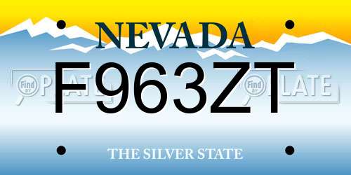 F963ZT Nevada License Plate
