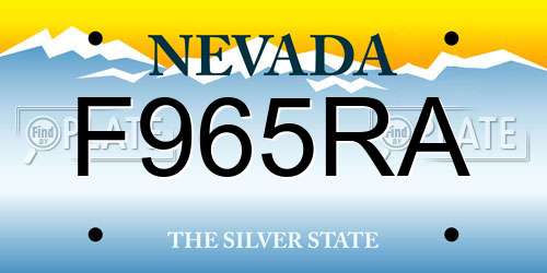 F965RA Nevada License Plate