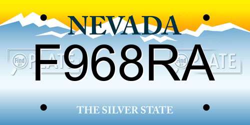 F968RA Nevada License Plate