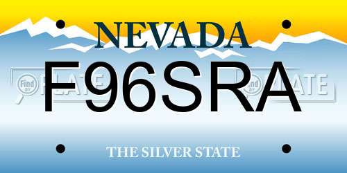 F96SRA Nevada License Plate