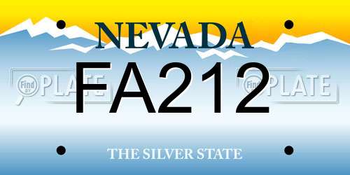 FA212 Nevada License Plate
