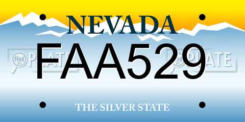 FAA529 Nevada License Plate