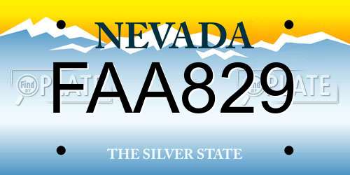 FAA829 Nevada License Plate