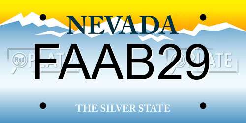 FAAB29 Nevada License Plate