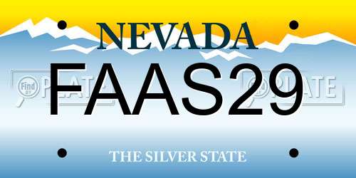 FAAS29 Nevada License Plate