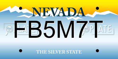 FB5M7T Nevada License Plate