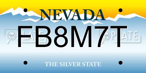 FB8M7T Nevada License Plate