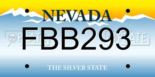 FBB293 Nevada License Plate