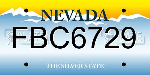 FBC6729 Nevada License Plate