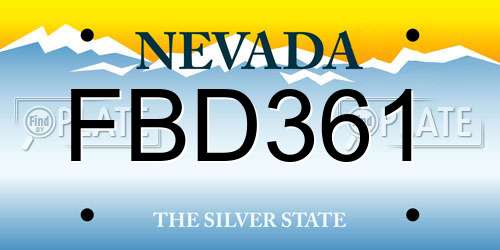 FBD361 Nevada License Plate