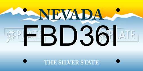 FBD36I Nevada License Plate