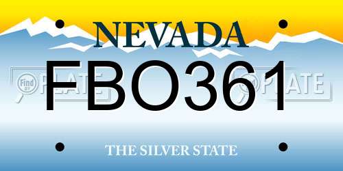 FBO361 Nevada License Plate