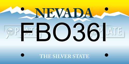 FBO36I Nevada License Plate