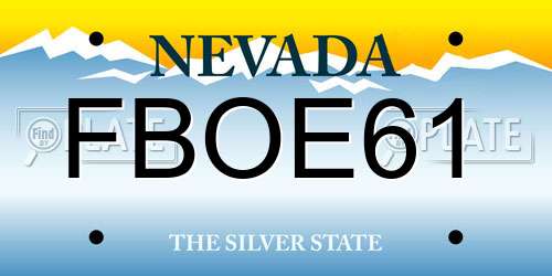 FBOE61 Nevada License Plate