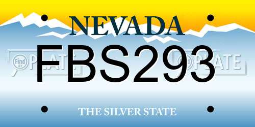 FBS293 Nevada License Plate
