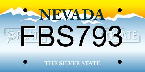 FBS793 Nevada License Plate