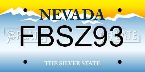 FBSZ93 Nevada License Plate