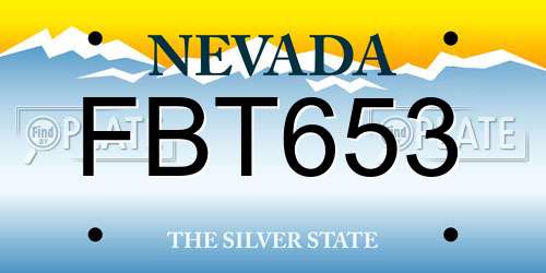 FBT653 Nevada License Plate