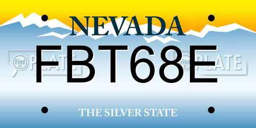 FBT68E Nevada License Plate