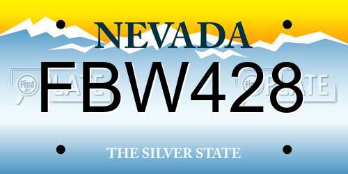 FBW428 Nevada License Plate