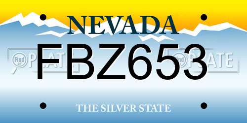 FBZ653 Nevada License Plate