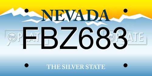 FBZ683 Nevada License Plate