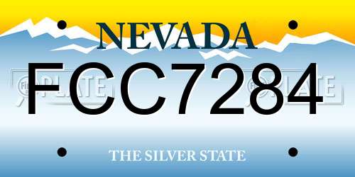 FCC7284 Nevada License Plate