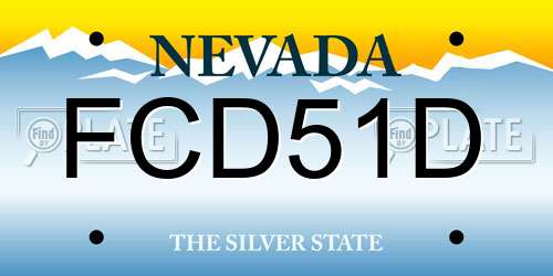 FCD51D Nevada License Plate