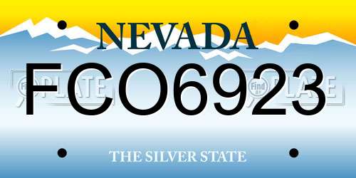 FCO6923 Nevada License Plate