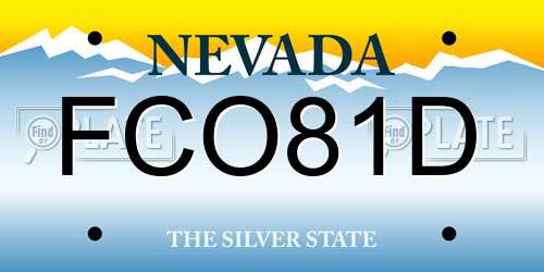 FCO81D Nevada License Plate