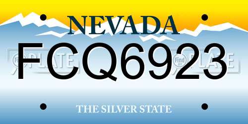 FCQ6923 Nevada License Plate