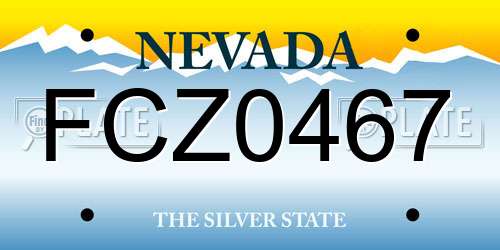 FCZ0467 Nevada License Plate