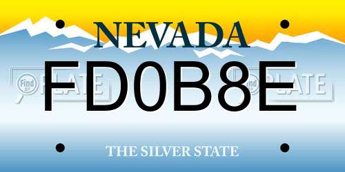 FD0B8E Nevada License Plate
