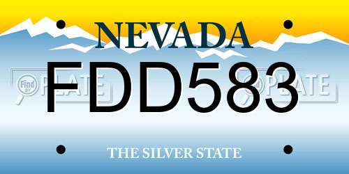 FDD583 Nevada License Plate