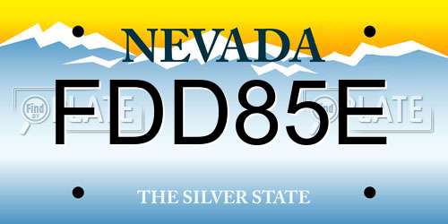 FDD85E Nevada License Plate