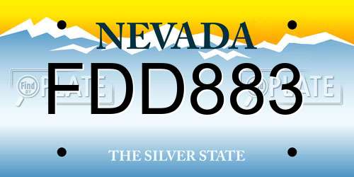 FDD883 Nevada License Plate