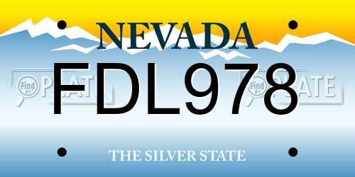 FDL978 Nevada License Plate