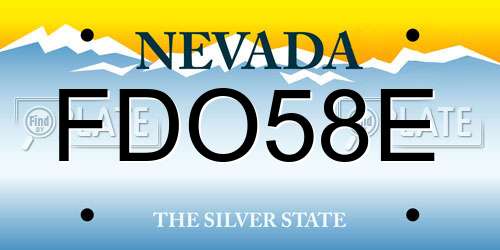 FDO58E Nevada License Plate