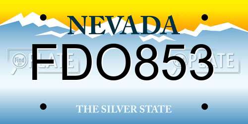 FDO853 Nevada License Plate