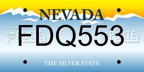 FDQ553 Nevada License Plate