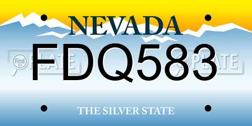 FDQ583 Nevada License Plate