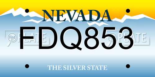 FDQ853 Nevada License Plate