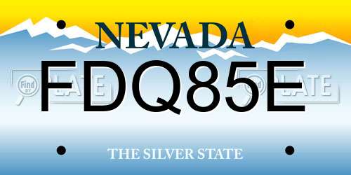 FDQ85E Nevada License Plate