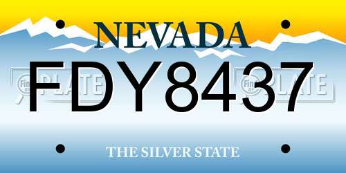 FDY8437 Nevada License Plate