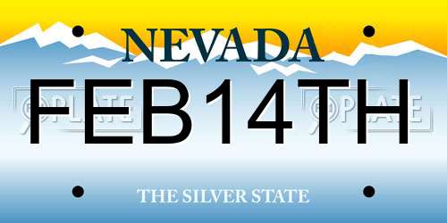 FEB14TH Nevada License Plate